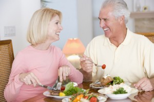 Elderly Couple Enjoying Healthy meal,mealtime Together